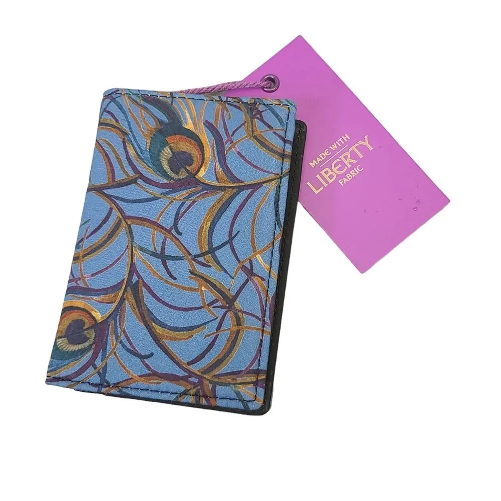 NWT Gianni Feraud Blue Liberty Fabric Leather Cardholder